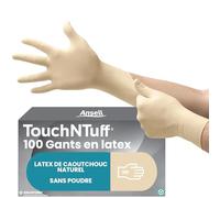 Ansell TouchNTuff 69-318 Guanti Monouso in Lattice, Senza Polvere, Protezione Multiuso per Usi Alimentari, Domestici e Professionali, Lattice di Gomma Naturale, Bianco, Taglia XL (100 Guanti)