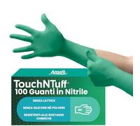 Ansell TouchNTuff 92-605 Guanti Monouso in Nitrile, Senza Polvere, Alta Resistenza Chimica e Meccanica, Protezione degli Alimenti, Usi Professionali e Industriali, Verde, Taglia M (100 Guanti)