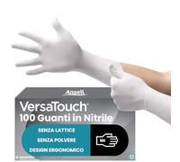 Ansell VersaTouch 92-205 Guanti Nitrile Monouso, Guanti Senza Lattice, Guanti Nitrile Resistenti, Guanti Alimentari Monouso, Guanti Senza Polvere Bianco, Guanti Monouso L (100 Guanti)