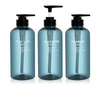 Anseom 3 Pezzi Dispenser Sapone Plastica, Flaconi con Pompa da 500 ml, Dispenser di Liquidi Ricaricabili, Bottiglia Della Pompa per Sapone, lozione, Liquido (Blu)