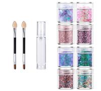 Anseom 8 Colori Glitter Body Brillantini Viso Brillantini Make Up Gel Sparkle Glitter con 10 Adesivi per Tatuaggi per Viso, Capelli, Unghie, Occhi, Labbra Chunky Glitters Gel per Musica, Festival