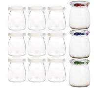Anseom Barattoli per Yogurt 12 Pezzi, Bicchieri da Yogurt Trasparenti da 150 ml con Coperchio, Vasetti da Yogurt in Vetro Piccoli Bicchieri da Dessert per Panna Cotta, Tiramisù, Budino, Yogurt