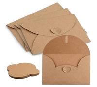 Anseom Busta Kraft 50 Pezzi Buste per Carte Regalo con Chiusura a Cuore, Buste Lettere Vintage, Cartolina Buste, Buste per Biglietti di Auguri, Inviti di Nozze, Carte Regalo (17,5x11cm)
