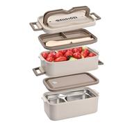 Anseom Lunch Box 2-Strati Bento Box 700-2800ML Bento Box Schiscetta Pranzo Porta Pranzo Ermetico Scatola Pranzo Acciaio Inox per Adulto Bambini Picnic Scuola Uffici, Senza BPA (2 piani)