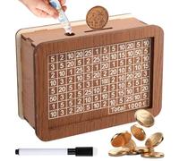 Anseom Salvadanaio in Legno, 17.5 * 12.5 * 6.5cm Salvadanaio con Contatore Salvadanaio in Stile Retrò per Aiutare i Bambini a Costruire L'abitudine al Risparmio (1000€)