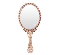 Anseom Specchio vintage con manico, per donne e ragazze, per saloni di bellezza (oro rosa)