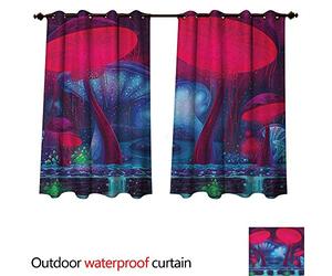 Anshesix Tenda a forma di funghi per la privacy per esterni, balcone, funghi magici con vivace design al neon, stampa a tema foresta incantata, larghezza 63 cm x lunghezza 72 cm (160 cm x 183 cm)