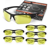 ANSI Z87.1 UV400 - Occhiali di sicurezza da uomo e da donna, resistenti agli urti, anti-appannamento, protezione di sicurezza, confezione da 6, colore: giallo