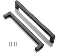 ANSIEDIO 2 pezzi Maniglie per Mobile Nero Acciaio Inox Maniglie Armadio Maniglie per Cucina Distanza Fori 192 mm
