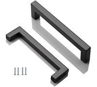 ANSIEDIO 2 pezzi Maniglie per Mobile Nero Acciaio Inox Maniglie Armadio Maniglie per Cucina Distanza Fori 128 mm