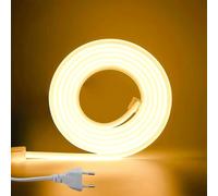 ANSIEN® Strisce LED 220 V al neon (bianco caldo, 2 M),ogni taglio da 10 cm, 12 W/m COB luce a corda alta luminosità, IP65 impermeabile con spina per raddrizzatore e adesivo, neon LED per casa, bar