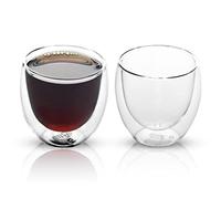 ANSIO® Tazze di Caffè Termiche a Doppia Parete da 80 ml Vetro Tazze per Espresso in Vetro Borosilicato Durevoli, Confezione da 2 - Ideale per Bevande Calde e Fredde