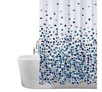 ANSIO Tenda da doccia resistente agli stampi e alla muffa, 180 x 180 cm, 100% poliestere, motivo mosaico, blu, confezione da 2
