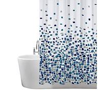 ANSIO Tenda da doccia resistente alla muffa (blu mosaico, 180 x 200 cm)