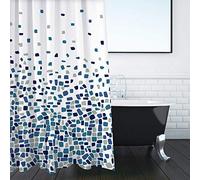 ANSIO Tenda da doccia resistente alla muffa e alla muffa - Mosaico blu, 180 x 180 cm | Tessuto idrorepellente | 100% poliestere
