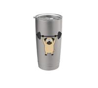 Ansioso Caffeinated Pug Bere Caffè Cartoon Bicchiere termico in acciaio inox doppia parete