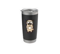 Ansioso Caffeinated Pug Bere Caffè Cartoon Bicchiere termico in acciaio inox doppia parete