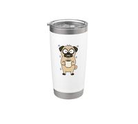 Ansioso Caffeinated Pug Bere Caffè Cartoon Bicchiere termico in acciaio inox doppia parete