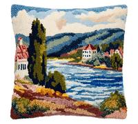 ANSIWEIGO Crea il tuo cuscino, set creativo con motivo prestampato (43 x 43 cm), paesaggio rurale, kit fai da te con federa, progetto di relax per bambini e principianti