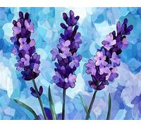 ANSIWEIGO Dipingere con i numeri, fiori di lavanda, dipingere con i numeri, per adulti e principianti, set di pittura a olio, 40 x 50 cm, perfetto come decorazione da parete in ufficio