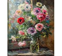 ANSIWEIGO Dipingere con i numeri per adulti principianti - adulti pittura con i numeri come decorazione da parete per la casa, regalo 40,6 x 50,8 cm, senza cornice, fai da te, bouquet da davanzale