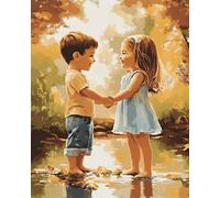 ANSIWEIGO Dipingere con i numeri per principianti, ragazzino e bambina tenere le mani, dipingere con i numeri, set di pittura a olio su tela, regalo di decorazione per la casa, senza cornice, 40 x 50