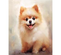 ANSIWEIGO Dipingi con i numeri per adulti, kit per dipingere con i numeri su tela, pittura acrilica fai da te, pittura senza cornice con i numeri, per adulti, 40,6 x 50,8 cm, autoritratto Pomerania