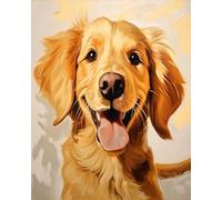 ANSIWEIGO Diy Paint by Numbers - Kit di pittura per adulti con 3 pennelli e colori acrilici, per decorazioni da parete, 40 x 50 cm, motivo: golden retriever