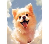 ANSIWEIGO Diy Paint nach Zahlsene, Big Diy OlizuLde Kit per principianti, pittura acrilica su tela senza pieghe (40 x 50 cm, senza cornice), set di pennelli per fai da te, autoritratto della Pomerania