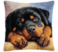 ANSIWEIGO Federa per cuscino per adulti, 43 x 43 cm, per ristrutturare il divano rilassante, include tela e filo, Rottweiler