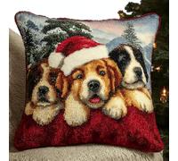 ANSIWEIGO Federa per cuscino per adulti, 43 x 43 cm, per ristrutturare il divano rilassante, include tela e filo, motivo cane natalizio