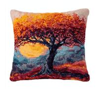 ANSIWEIGO Kit di cuscini fai da te, regalo per gli amanti del fai da te, per ragazze, ragazzi, set creativo fai da te, 43 x 43 cm, per una vita familiare rilassata, pittura a olio, albero