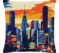 ANSIWEIGO Kit di federe per cuscini a punto croce, kit per ricamo fai da te con tessuto stampato, kit per punto croce, per adulti, 45 x 45 cm, architettura urbana