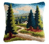 ANSIWEIGO Kit di federe per cuscini fai da te, 43 x 43 cm, set per adulti e bambini, crea il tuo cuscino con filo, gancio e tela inclusi, paesaggio forestale