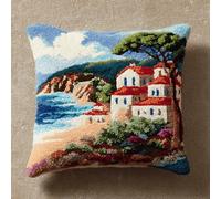 ANSIWEIGO Kit di federe per cuscino fai da te, 43 x 43 cm, set per adulti e bambini, crea il tuo cuscino con filo, gancio e tela inclusi, paesaggio di Malta