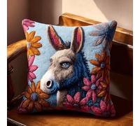 ANSIWEIGO Kit di ganci per cuscini, 43 x 43 cm, decorazione accogliente per la casa per principianti, kit con filato grosso pretagliato per rilassanti progetti artigianali, fiori d'asino