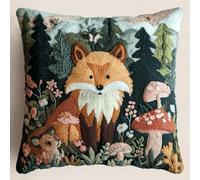 ANSIWEIGO Kit fai da te con gancio per principianti, crea il tuo cuscino 43 x 43 cm, set artigianale con filo, gancio e tela prestampata per adulti e bambini, volpe dei cartoni animati