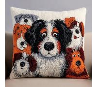 ANSIWEIGO Kit fai da te per adulti, crea il tuo cuscino 43 x 43 cm, divertente cane carino, kit per la creazione di tappeti per principianti con tela, gancio e filo, regalo rilassante per hobby