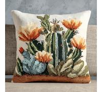 ANSIWEIGO Kit fai da te per cuscino con gancio a scatto, divertente attività domestica, per adulti e bambini, cactus, crea una federa per cuscino da 43 x 43 cm, kit facile con filo, gancio e tela