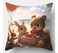 ANSIWEIGO Kit fai da te per cuscino con punto smirne - Federa per cuscino a tema animale, 43,2 x 43,2 cm, tela stampata con filato e uncinetto per la realizzazione di tappeti e lavori di cucito - A2
