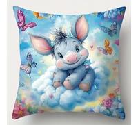 ANSIWEIGO Kit per cuscino a punto smirne con animali, federa per cuscino fai da te con tela stampata, filo e strumento di gancio, 43 x 43 cm, per decorare la casa o il divano, A2