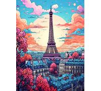 ANSIWEIGO Kit per dipingere con i numeri, per adulti principianti e adulti, pittura facile su tela con i numeri, per adulti, decorazione da parete per la casa e regali, 40,6 x 50,8 cm, Torre Eiffel