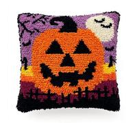ANSIWEIGO Kit tappeti a punto annodato Halloween fai da te Latch Hook | Cuscino creativo 43 x 43 cm per fai da te bambini adulti, attività manuale decorazione festiva facile da realizzare, 4