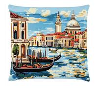 ANSIWEIGO Latch Hook Kit di cuscini fai da te, 43 x 43 cm, paesaggio urbano di Venezia, federa prestampata con attrezzi e istruzioni, set di cuscini fatti a mano, 43 x 43 cm, per principianti e adulti