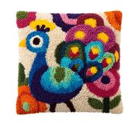 ANSIWEIGO Set di bottoni fai da te per cuscini e tappeti, kit di ganci per lavori a mano, punto croce, 43 x 43 cm, decorazioni per la casa e idee regalo per adulti e bambini, fiori di pavone
