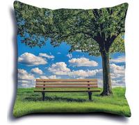 ANSIWEIGO Set di cuscini a punto croce, per adulti, panchina sotto l'albero, ricamo a punto croce, decorazione per la casa, regalo per principianti, 18 x 18 pollici