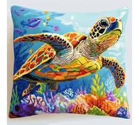 ANSIWEIGO Set di cuscini fai da te, 43 x 43 cm, con federa per cuscino per adulti e bambini, motivo tartarughe marine colorate sotto il mare