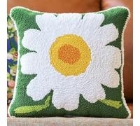 ANSIWEIGO Set di cuscini fai da te, 43 x 43 cm, con gancio a bottone, set fai da te, per bambini e adulti, regalo creativo e idea decorativa, margherita bianca
