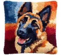 ANSIWEIGO Set di cuscini fai da te per cani, a punto croce, 43 x 43 cm, Malinois belga, fai da te, kit di ricamo a punto croce, con formulario per bambini e adulti, set fai da te con tela