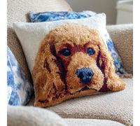 ANSIWEIGO Set di cuscini fai da te per cani, punto croce, 43 x 43 cm, Cocker Spaniel, per fai da te, kit di ricamo a punto croce, con formulario per bambini e adulti, set fai da te con tela